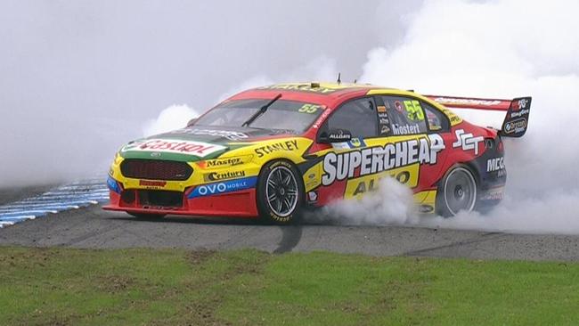 Chaz Mostert celebrates Race 6 win with a $3,000 burnout.