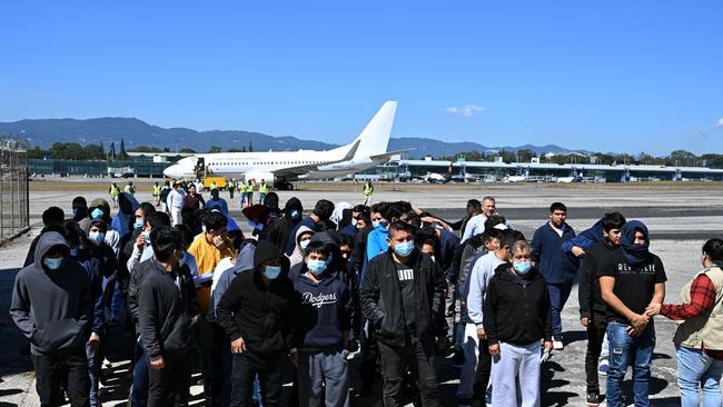 Guatemalan migrants deported from the United States arrive at the Guatemalan Air Force Base on January 10, 2025. Picture: Johan Ordãez / AFP