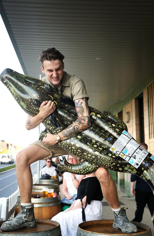 Connor Bath came over all Steve Irwin in Newcastle. Picture: Peter Lorimer.