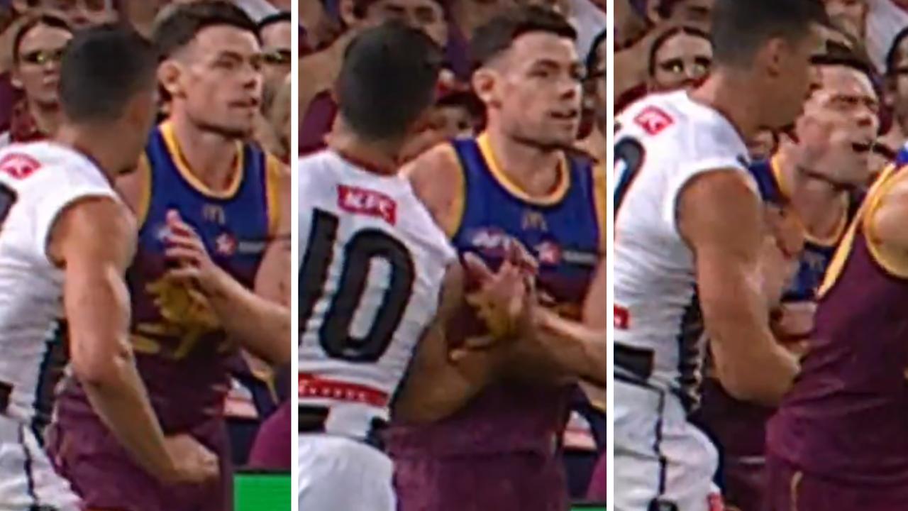 Scott Pendlebury whacked Lachie Neale in the guts.