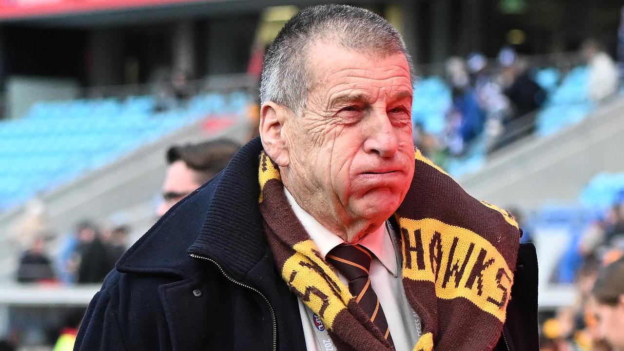 HOBART, AUSTRALIA - JULY 23: Jeff Kennett is seen during the round 19 AFL match between the North Melbourne Kangaroos and the Hawthorn Hawks at Blundstone Arena on July 23, 2022 in Hobart, Australia. (Photo by Steve Bell/Getty Images)