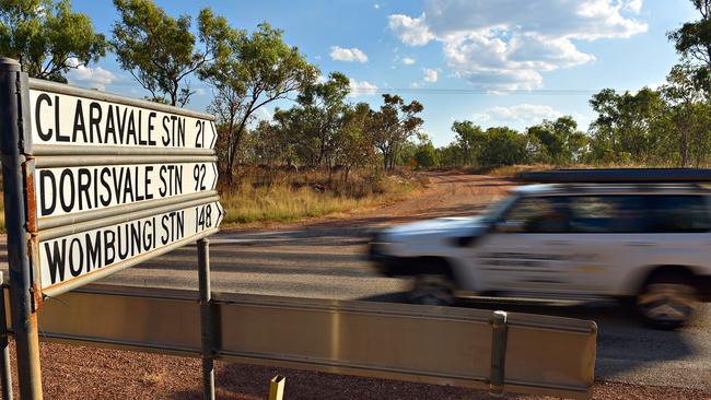 Claravale Station, Dorisvale Station, and Wombungin Station turn off on the Stuart Highway approximately 90km north of Katherine.