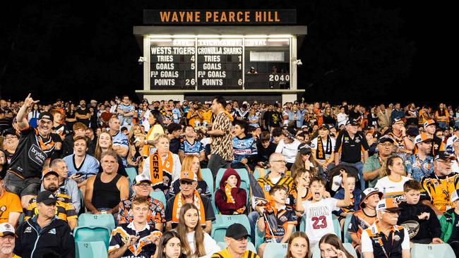 Thousands of football fans flock to Leichhardt Oval to watch the West Tigers play to Cronulla Sharks.Photo: Tom Parrish