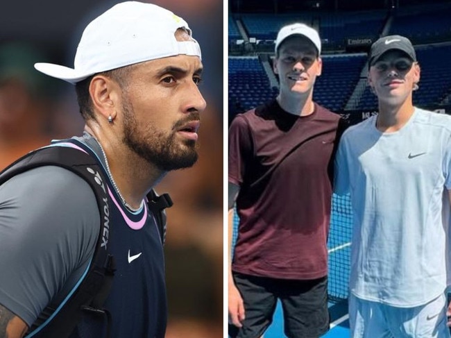 Nick Kyrgios wasn't happy to see Cruz Hewitt with Jannik Sinner.