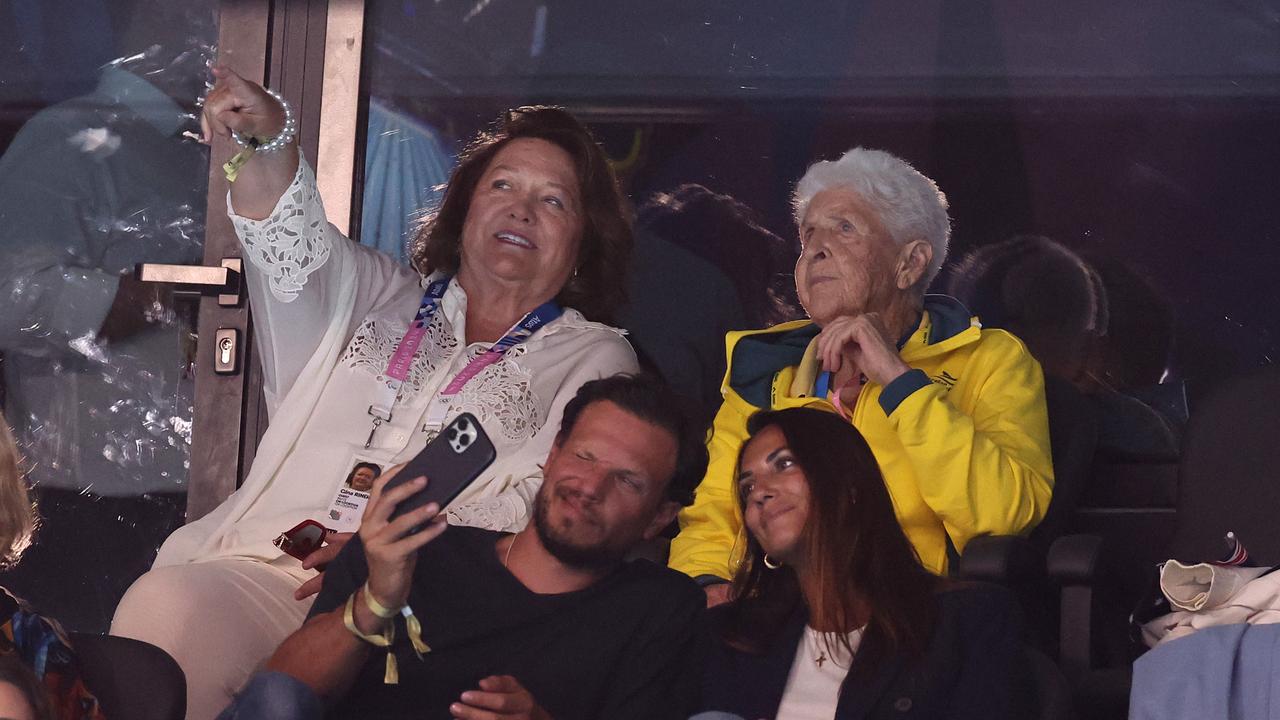 Gina Rinehart and Dawn Fraser have been a constant presence at the swimming. Picture: Adam Head