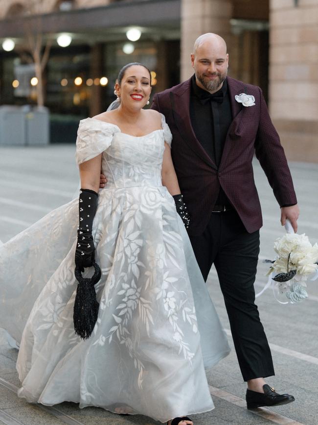 Wedding dress designer Cristina Tridente finally wore one of her own as she tied the knot with fiance Petar Filipovic. Picture: Dean Snushall Photography