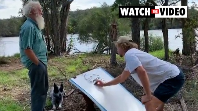 Artist Craig Ruddy paints Dark Emu author Bruce Pascoe for Archibald