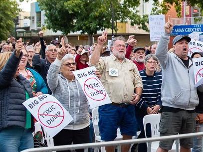 Over 2000 people protested in Werribee over the dumping of potentially dangerous soil in Wyndham Vale. Picture: David Mullins