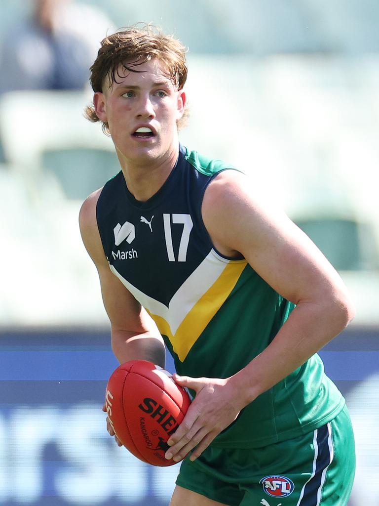 Greeves playing in the Futures game last season. Picture: Daniel Pockett/AFL Photos/via Getty Images