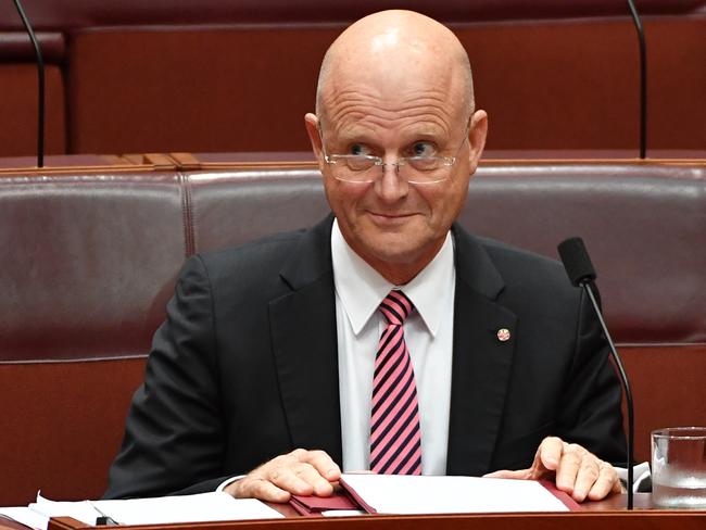 Liberal Democratic Party Senator David Leyonhjelm during Senate Question Time at Parliament House. Picture: AAP