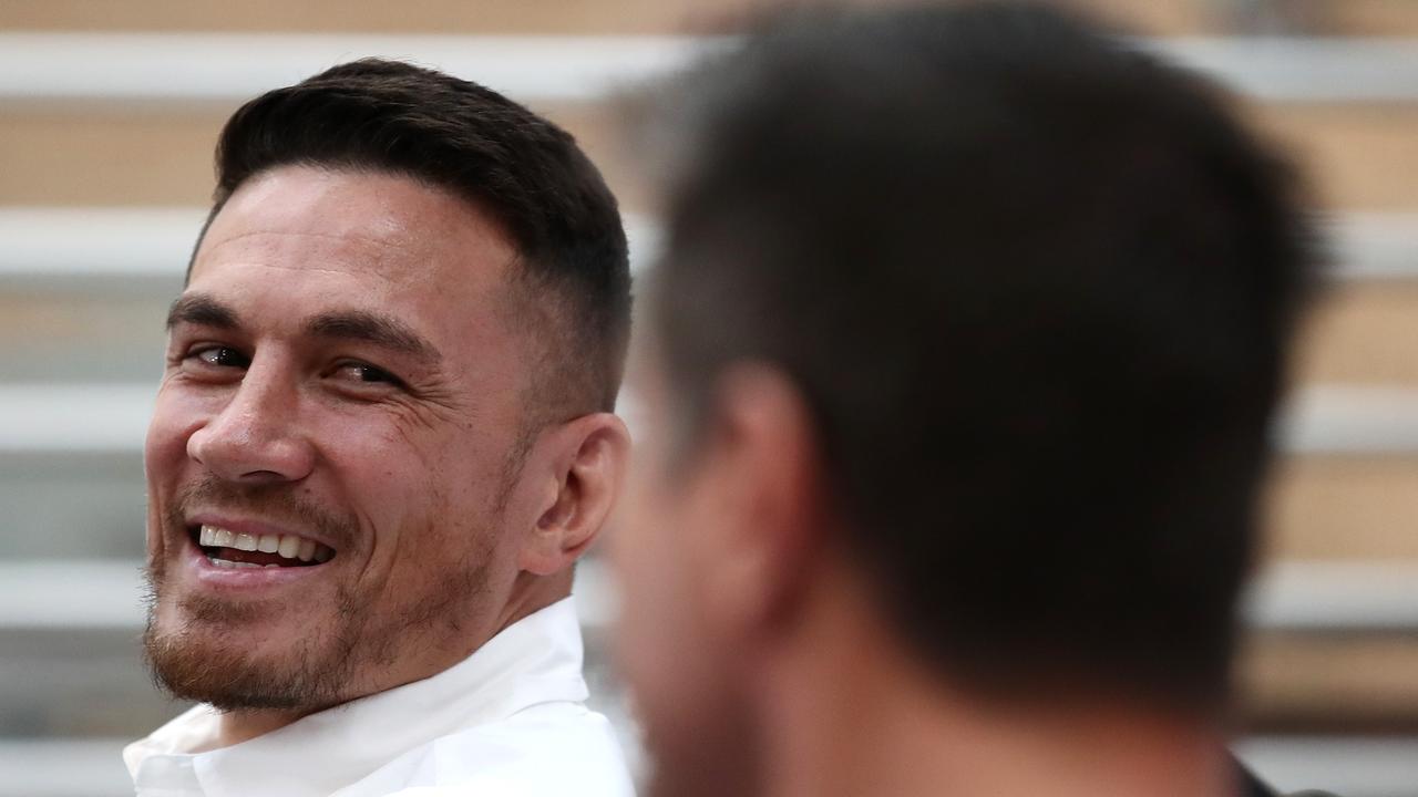 Sonny Bill Williams at a press conference at The Loaves &amp; Fishes in the Ashfield Uniting Church ahead of his charity boxing match 'The Banger Under The Hanger' against Stu Laundy. (Photo by Cameron Spencer/Getty Images)