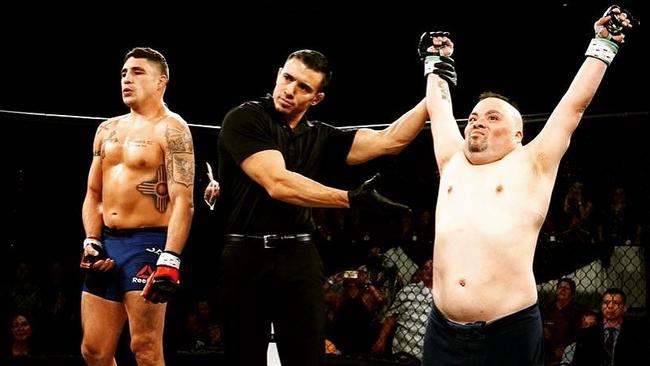 UFC star Diego Sanchez after fighting MMA superfan Isaac 'The Shermanator' Marquez, who has down syndrome.
