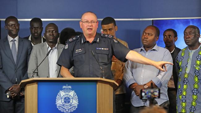 The joint initiative with African community leaders was unveiled at a highly publicised press conference. Picture: Alex Coppel