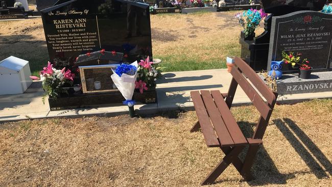 The double headstone was left blank on one side to carry Borce’s name. 