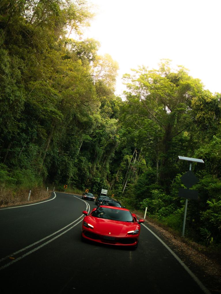 Ferrari 296 GTB leading the fleet on the Great Barrier Reef Drive. Picture: Supplied