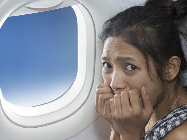 terrified passenger on a plane