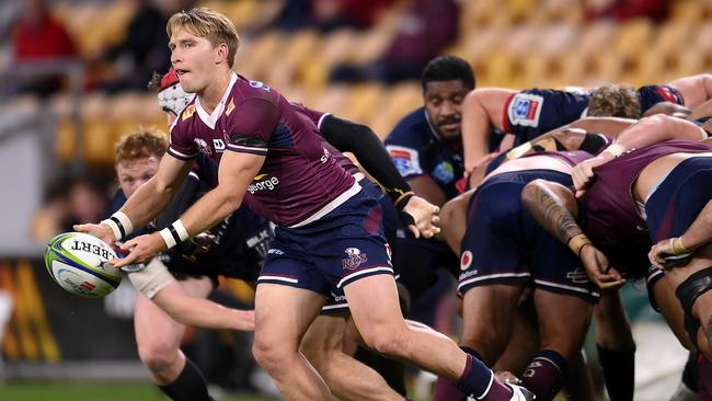 Reds halfback Tate McDermott’s work in defence was instrumental in his side’s win over the Rebels. Picture: Getty Images