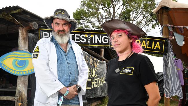 Clinical lead for the PTA site David Caldicott and PTA volunteer Erica Franklin Rabbits Eat Lettuce music festival. Picture, John Gass