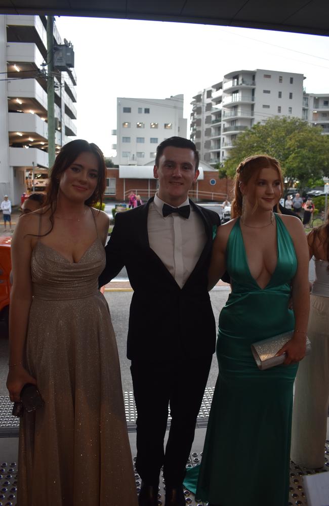 Danielle Urbahn, Blair Quilter and Shaila Casey at the Beerwah State High School Formal held at Maroochy RSL on November 14, 2024. Picture: Sam Turner