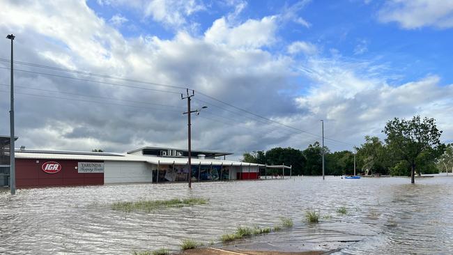 The Fitzroy Crossing IGA remains inundated. Source: Nat Davey, Wangki Radio