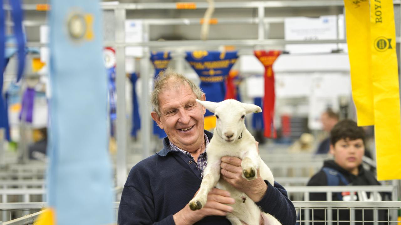 Wiltshire Horn president John Clarke from Seymour, at the Royal Melbourne Show. Photo: Dannika Bonser