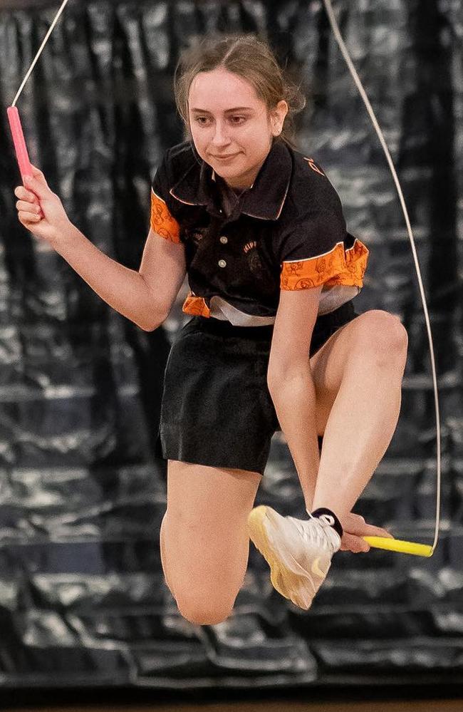 Pumper Jumpers coach Eliza Pridham competed at the 2023 Skipping NT competition. Picture: David Bradley