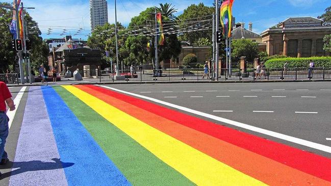 Lismore City Council is looking into a permanent rainbow crossing similar to this one installed during the Sydney Gay and Lesbian Mardi Gras earlier this year. Picture: Rainbow Crossing, II by Newtown