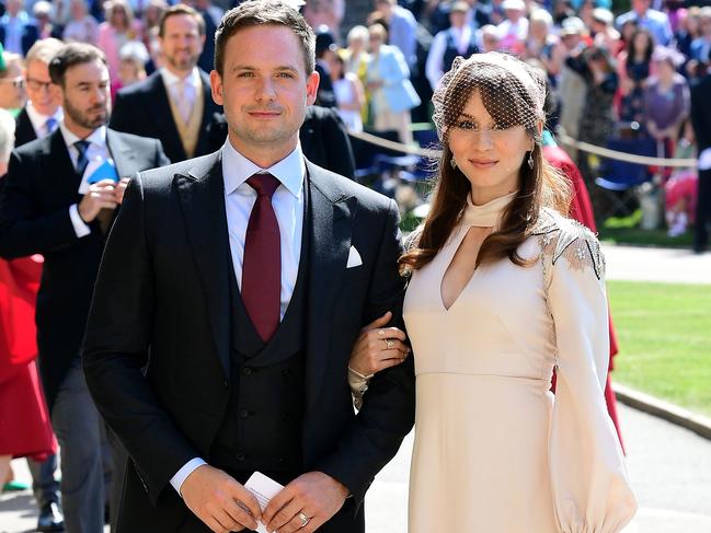 Adams and Bellisario attended Meghan and Prince Harry’s wedding at Windsor Castle in 2018. Picture: AFP PHOTO / POOL / Ian WEST