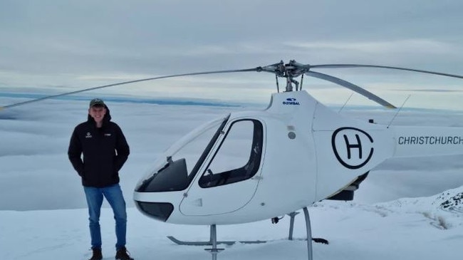 An Instagram post of Blake Wilson with a helicopter in New Zealand.