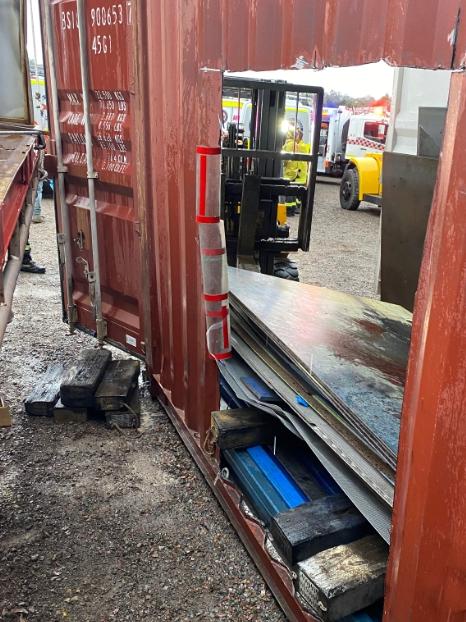 A specialist rescue team helped to free a man crushed by steel plates in a workplace incident at Singleton. Supplied.