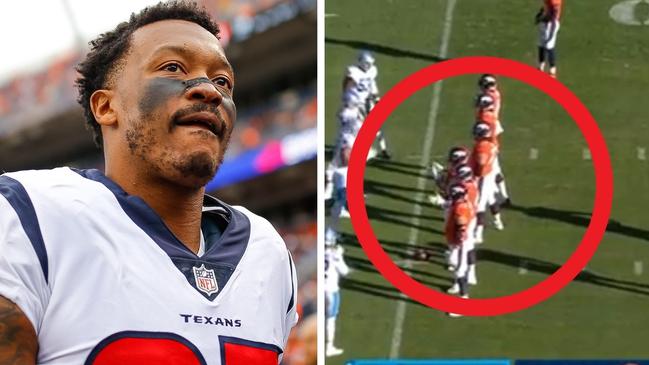 The Denver Broncos produced a classy tribute to Demaryius Thomas at the start of their game against the Detroit Lions. Picture: Getty Images