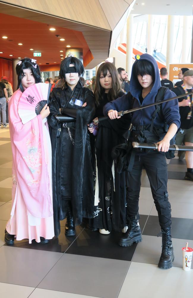 Salus, Cynthia, Liya and Emily at the 2024 PAX Aus Convention at the Melbourne Convention and Exhibition Centre. Picture: Gemma Scerri