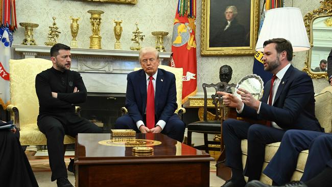 Ukrainian President Volodymyr Zelensky, left, was berated by President Trump and Vice President Vance during an Oval Office meeting on Feb 28. Picture: AFP