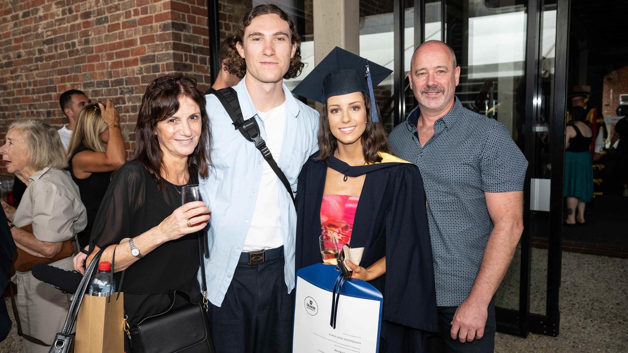 03-02-2025 Deakin University graduation Emma Westerman, Bryce Westerman, Nancy Westerman and Jackson Bowden