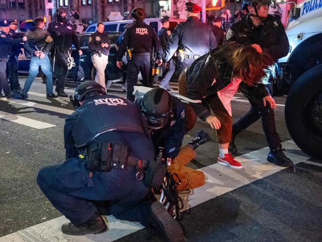 Police arrest protesters during pro-Palestinian demonstrations at The City College Of New York. Picture: Getty Images