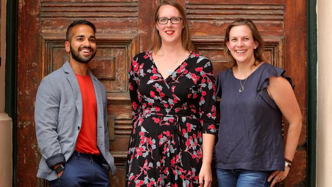 Kunal Kalro, Kate Lanyon and Zoe Milgrom of Eugene Labs. Picture: Stuart McEvoy. 