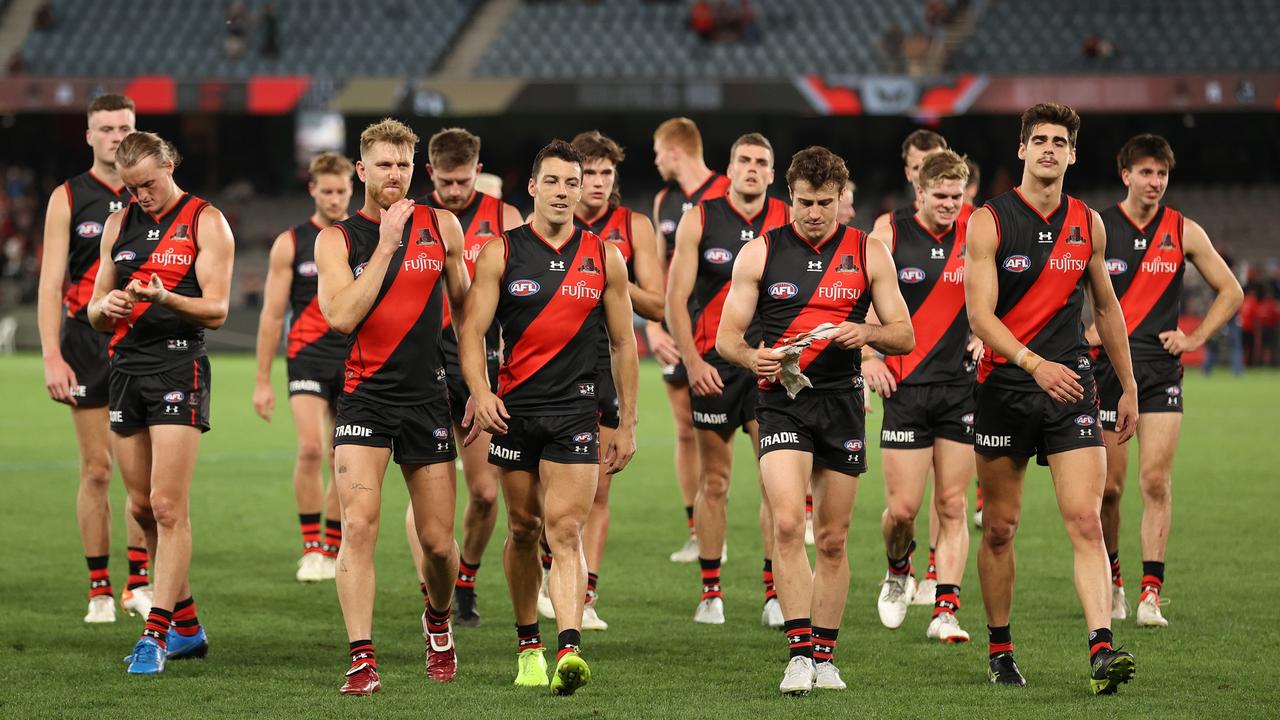 The Bombers have some soul searching to do before Anzac Day. Picture: Getty Images