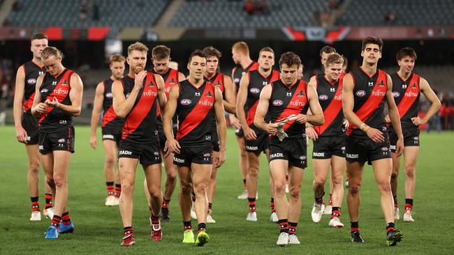 The Bombers have some soul searching to do before Anzac Day. Picture: Getty Images