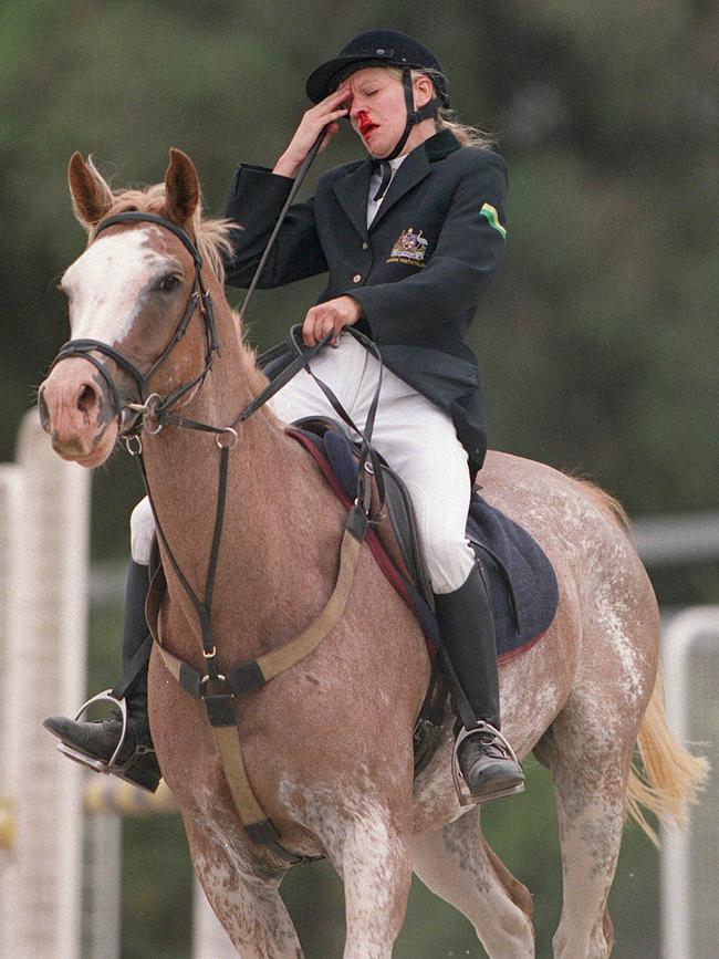 Kitty Chiller was left dazed with a blood nose after hitting heads with her horse during the pentathlon show jumping session in 2000.