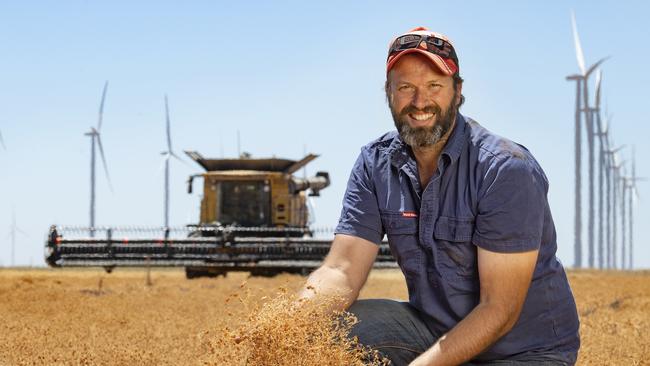 David Jochinke harvesting lentils near Horsham. Picture: Zoe Phillips