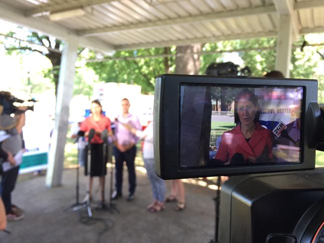 Premier Gladys Berejiklian and Deputy Premier John Barilaro talk to the media during a press conference to announce the new Cabinet yesterday. Picture: AAP