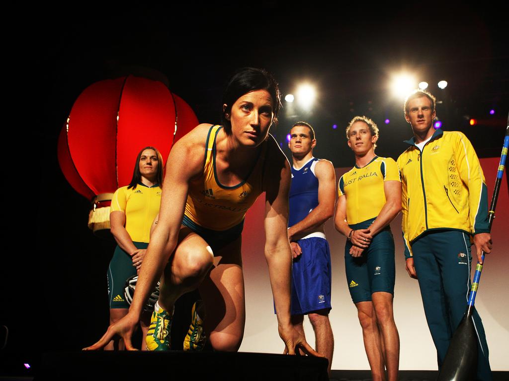 A variety of athletes uniforms for Beijing 2008.