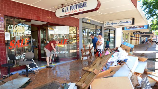 Mary street G&amp;K footwear cleanup after flood February 2013 Photo Renee Pilcher / The Gympie Times