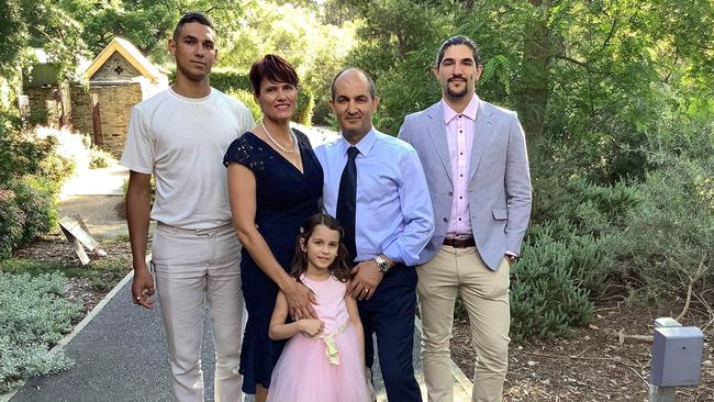 Eli Melky with his wife Gianna, sons James and Lee, and daughter Gabriella. Picture: EMMA MURRAY