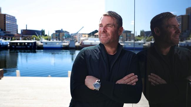 Shane Warne is in Hobart to promote his new book. Picture: LUKE BOWDEN