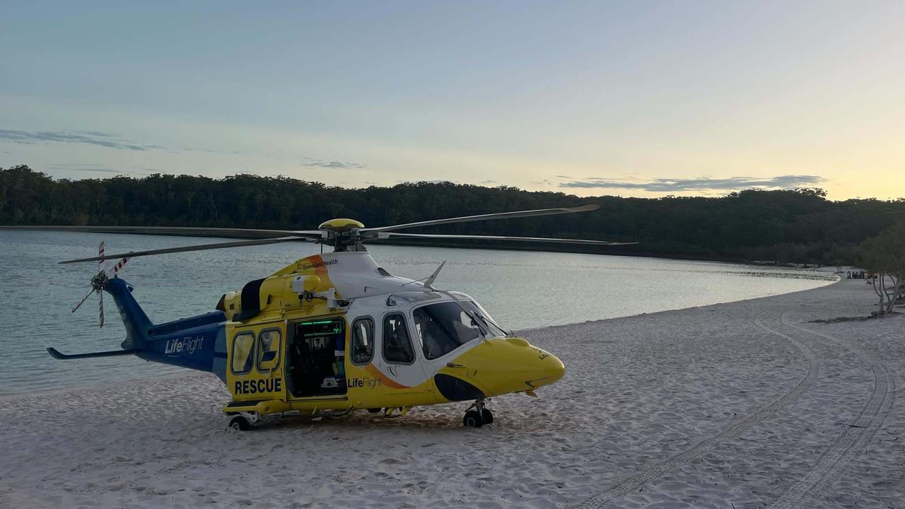 The LifeFlight helicopter has rescued a teenager from K'gari after a diving incident. Picture: LifeFlight