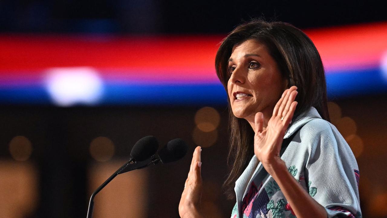 US former ambassador to the United Nations and South Carolina Governor Nikki Haley speaks during the second day of the 2024 Republican National Convention. Picture: Jim WATSON / AFP)