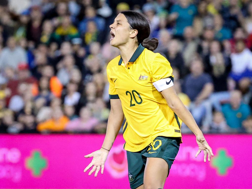 Australia's captain Sam Kerr has missed selection in a women’s World XI. Picture: David Gray/ AFP