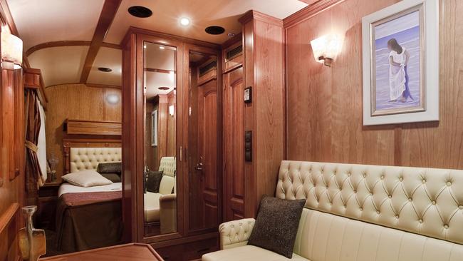 Inside the luxury El Transcantabrico train.