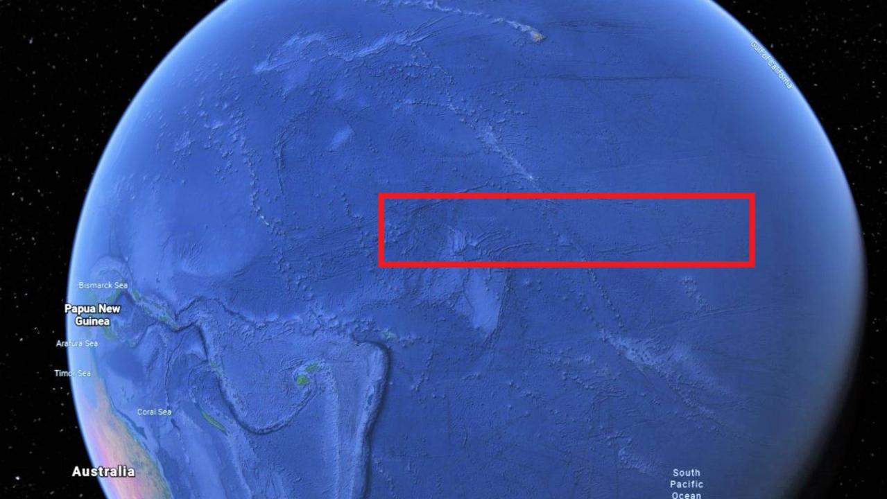 The general location of Nino 3.4 between Hawaii and Tahiti and north east of Australia. Picture: Google Maps.